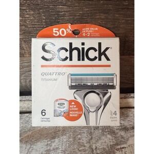Schick Quattro Titanium Razor Cartridges – 4 Blades – 6 Count (Sealed)